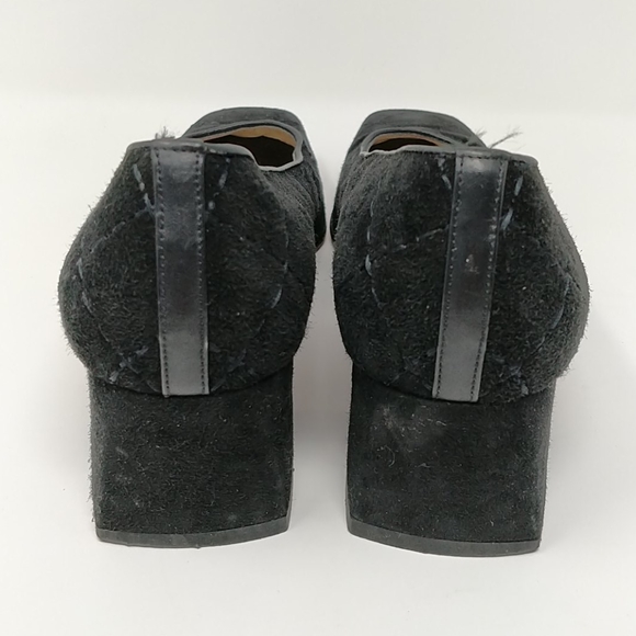 Salvador Ferragamo Black Quilted Suede Shoe 9½ 2A - Picture 4 of 8
